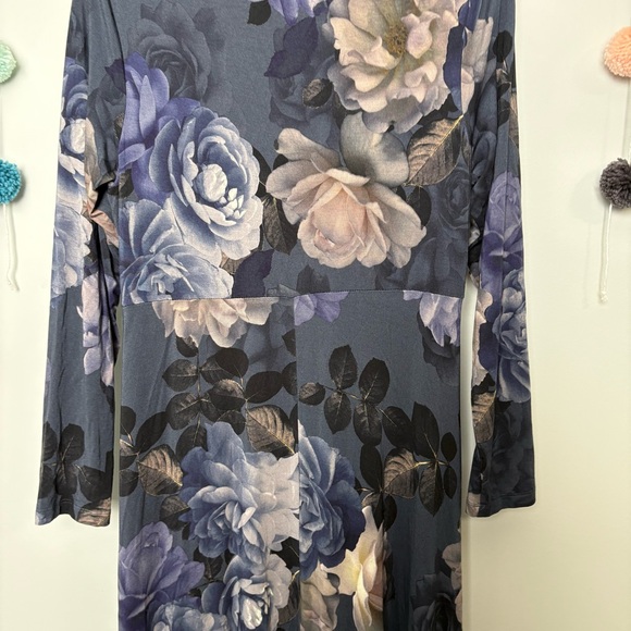 Johnny Was Grey Peony Long Sleeve Floral Dress - Picture 8 of 11